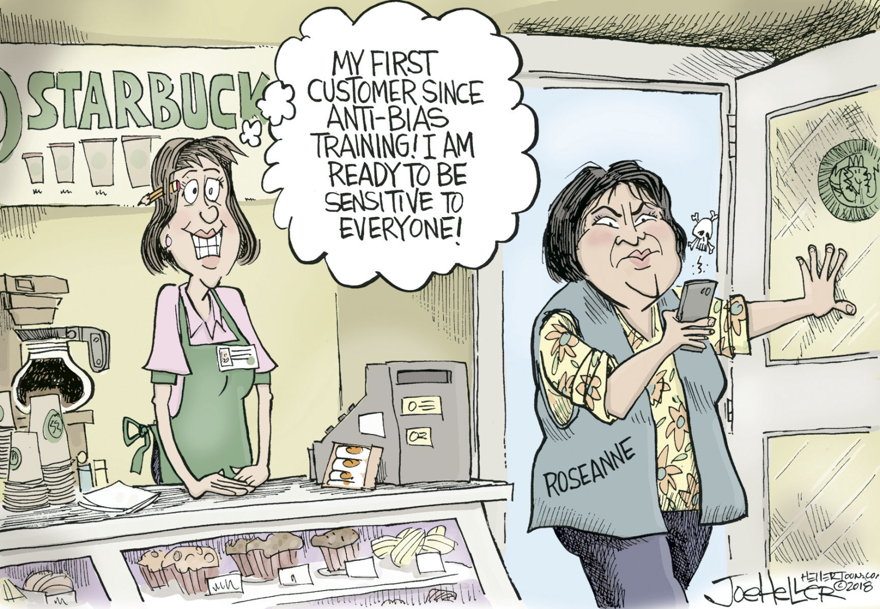 Rosenne In Starbucks by Joe Heller